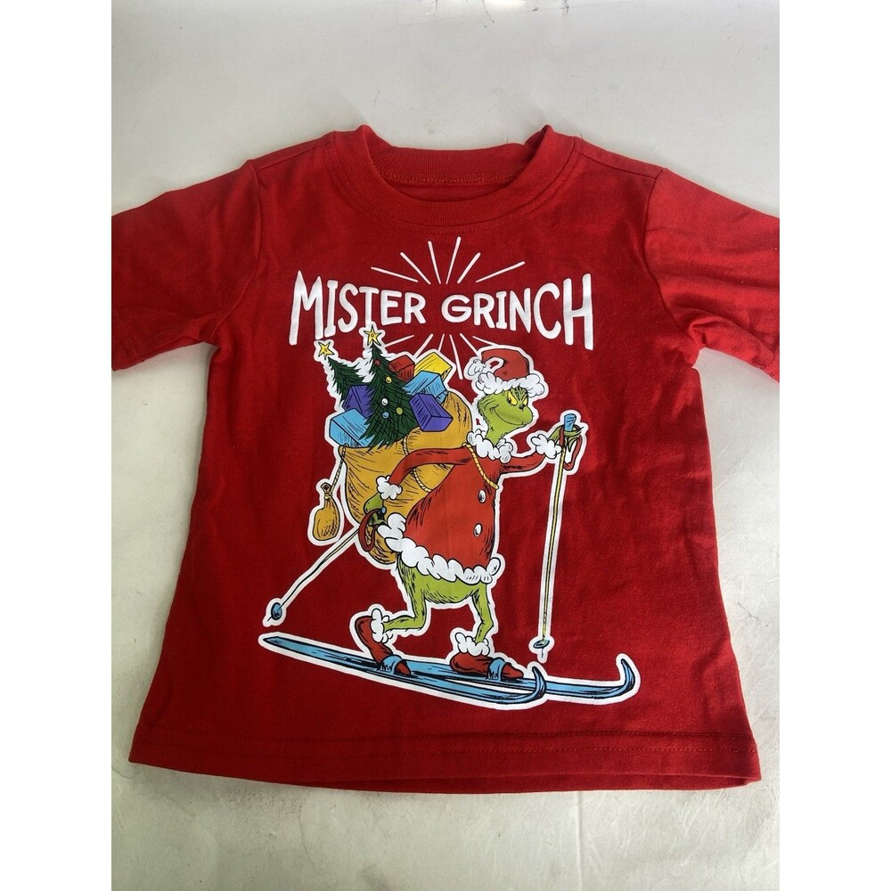 Dr. Seuss The Grinch Mister Christmas Red Tee T-Shirt Boys Girls Size 2T
